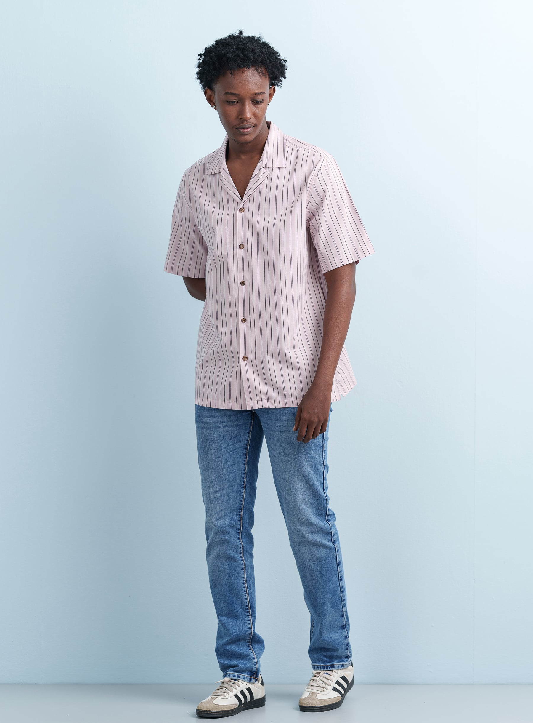 Striped Cuban Collar Shirt