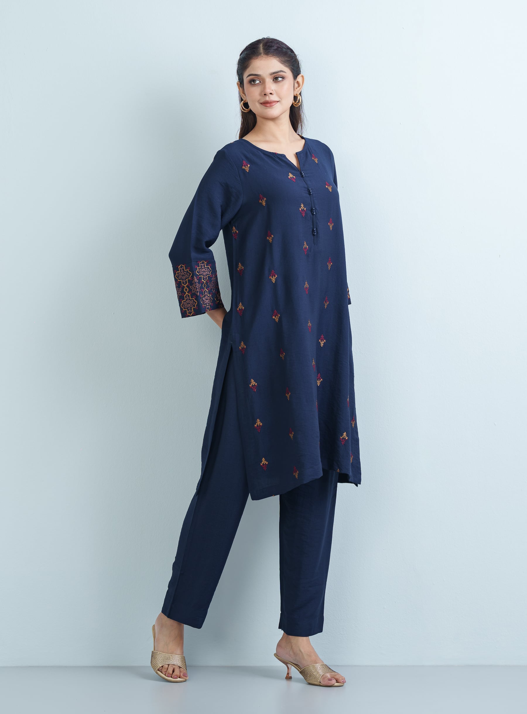 Midnight Navy Embroidered Two Piece