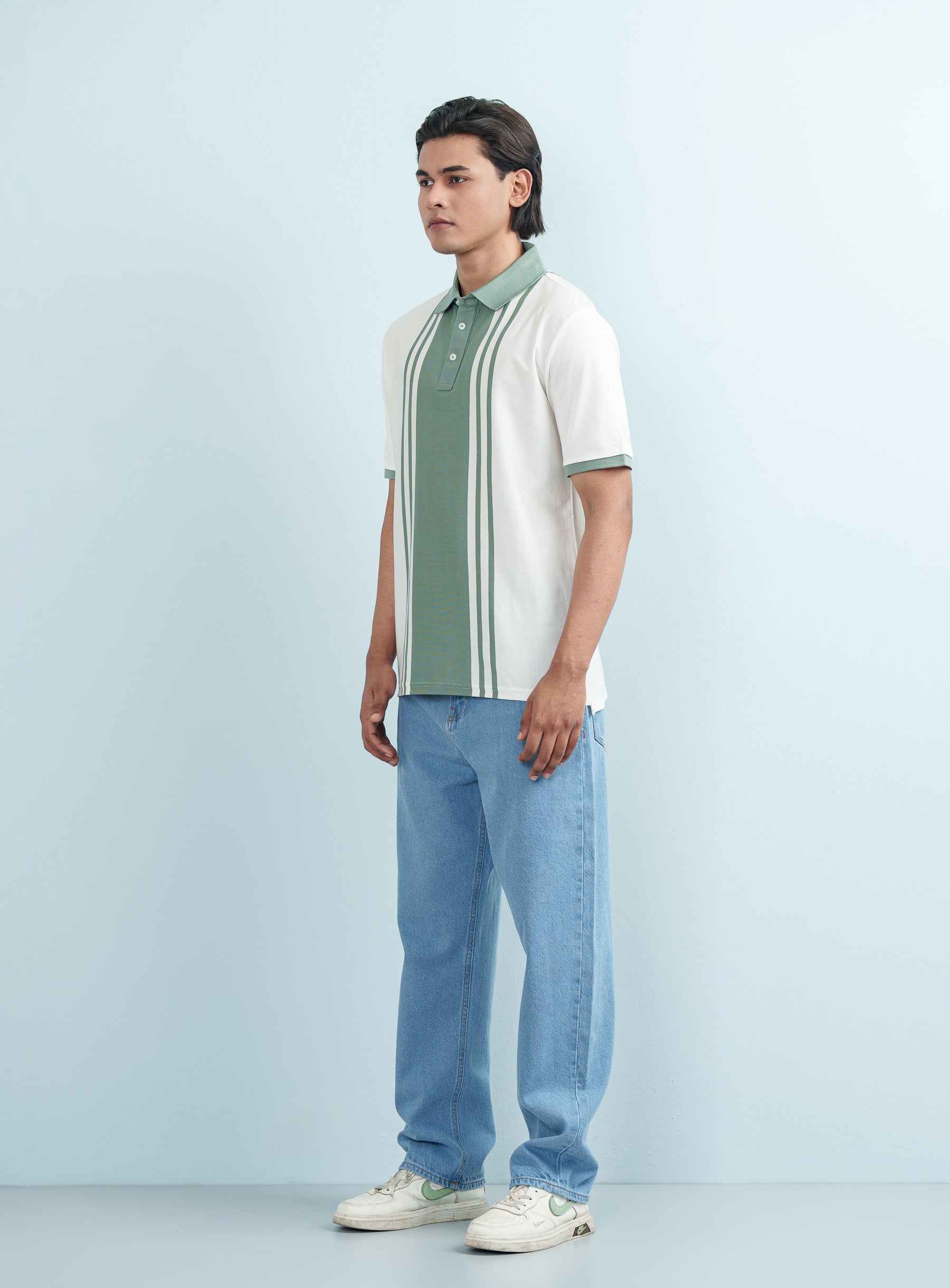 Vertical Stripe Polo Shirt