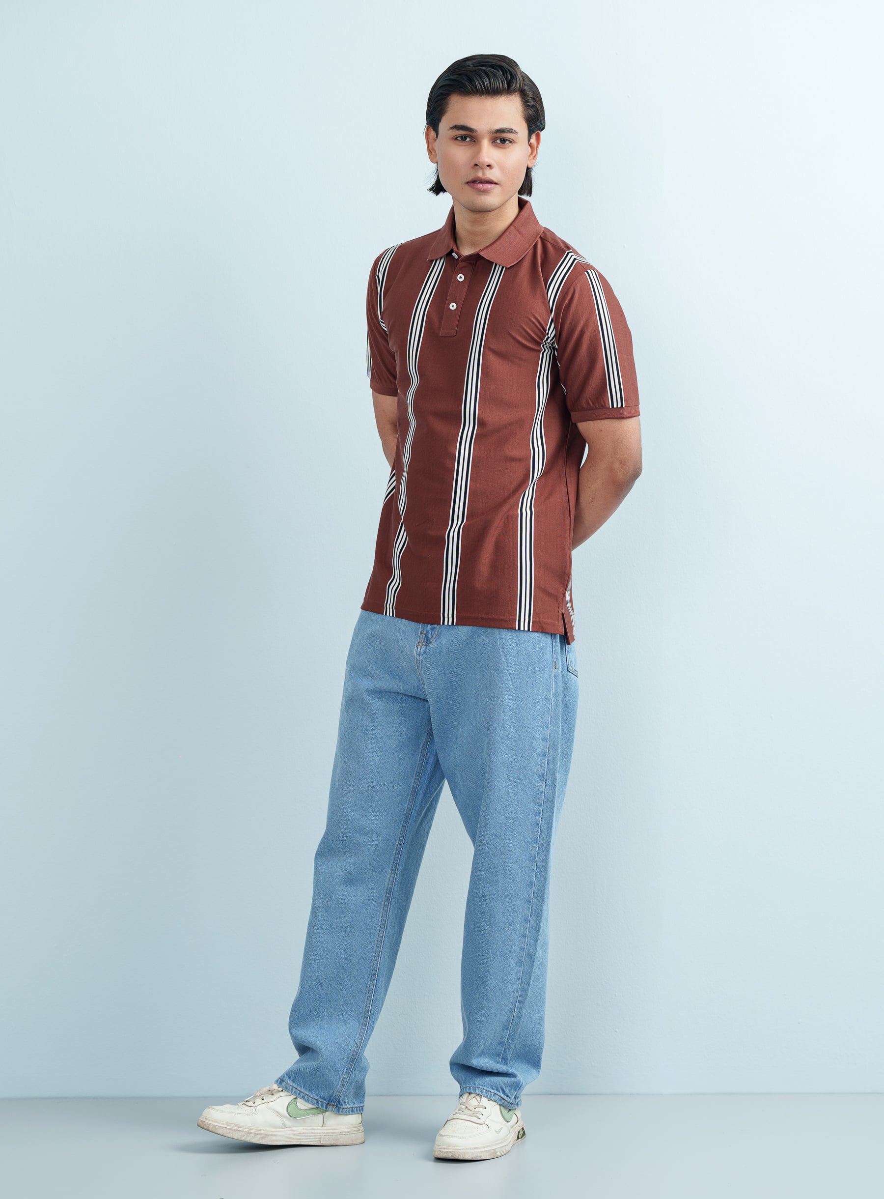 Vertical Stripe Polo Shirt